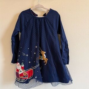 Mini Boden Navy Blue Santa Dress
